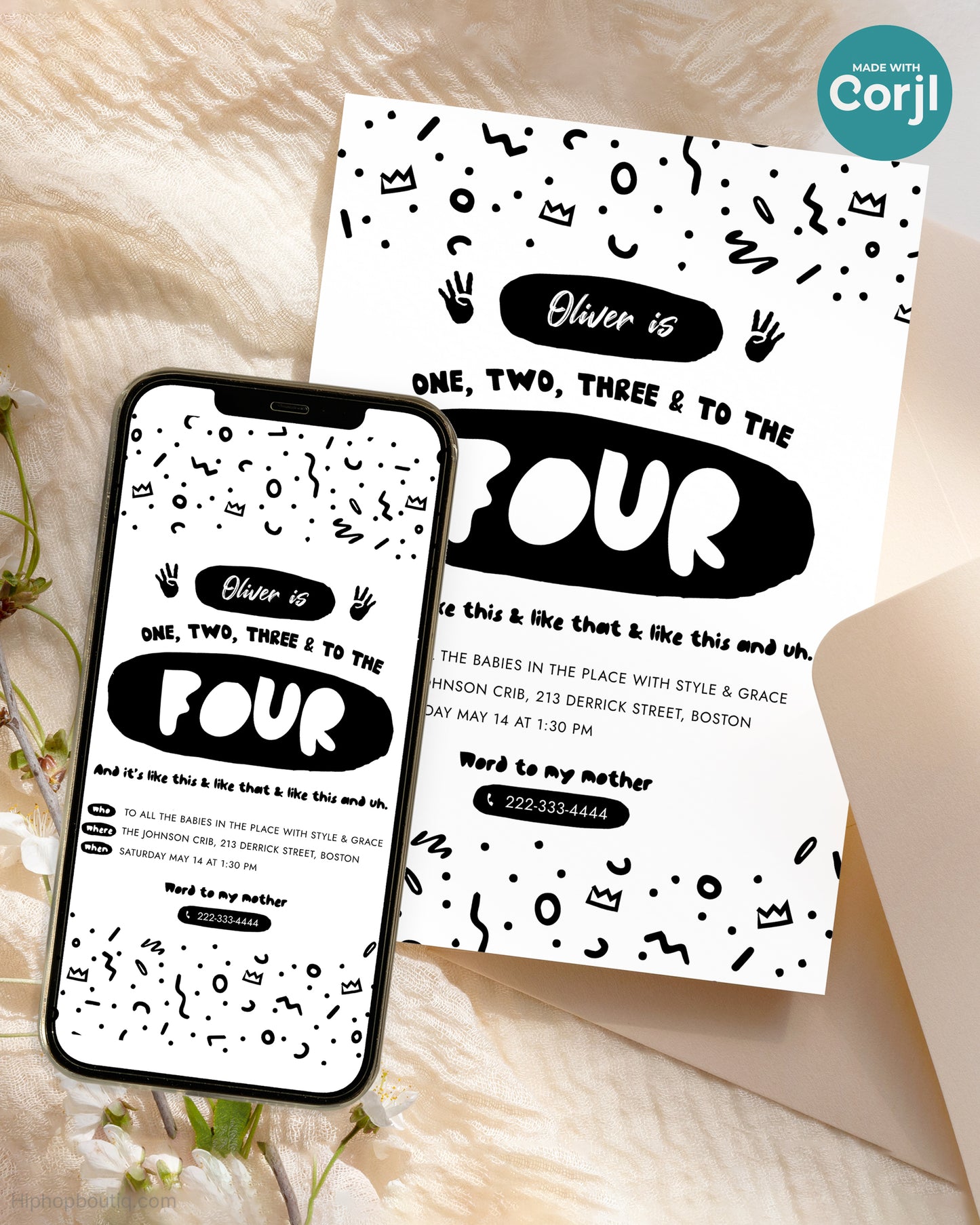 One Two Three And to The Four Birthday Invite Template