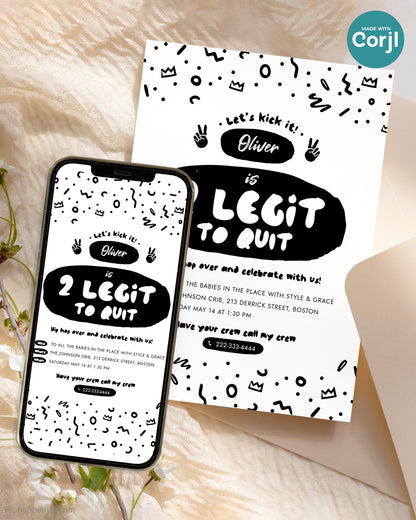 2 Legit to Quit Birthday Editable Invitation Template