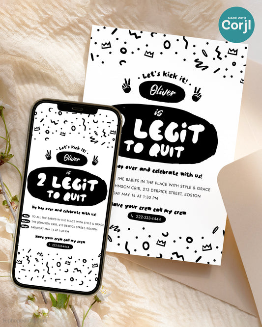 2 Legit to Quit Birthday Editable Invitation Template