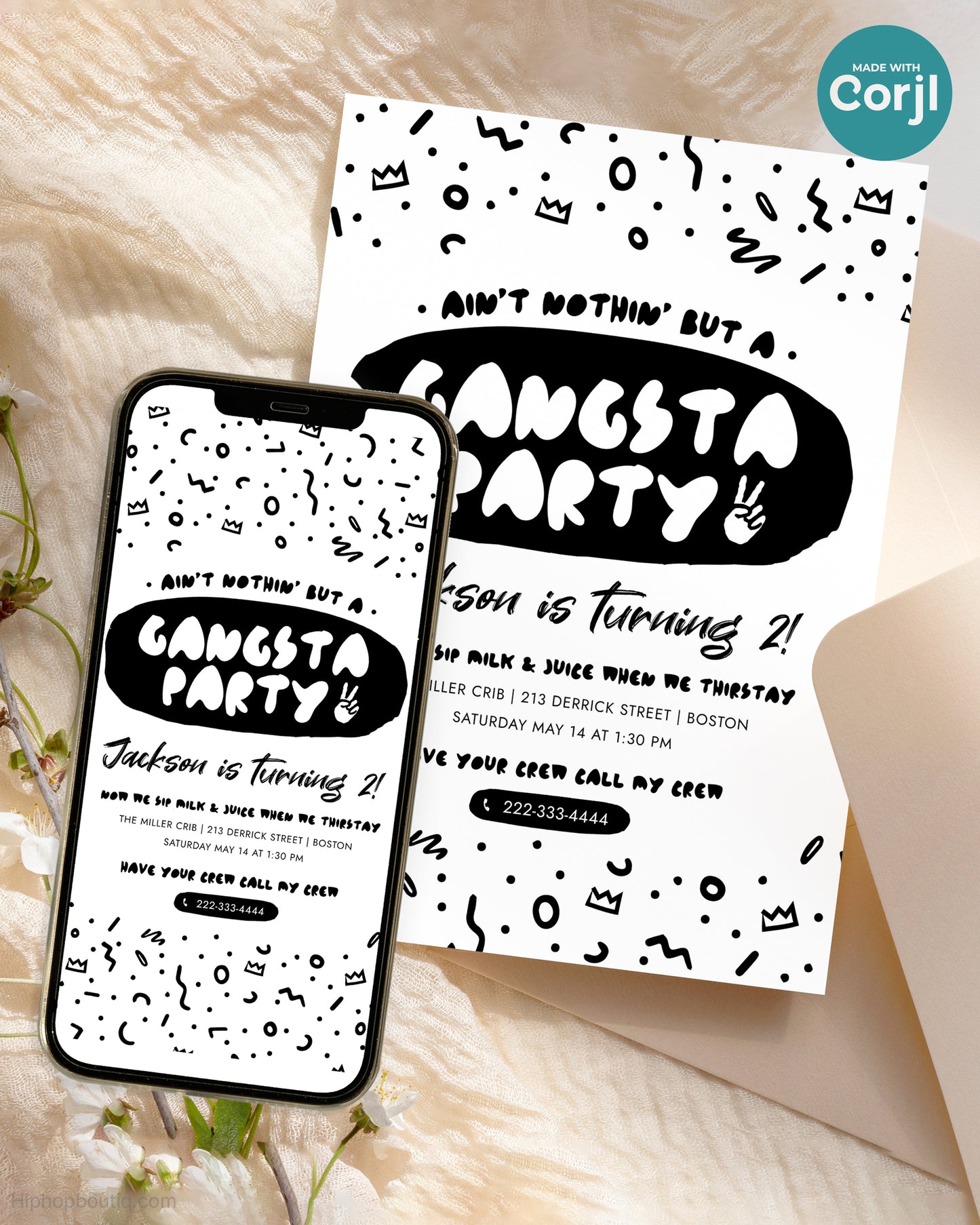 Ain't Nothing But a Gangsta Party Birthday Invite Template