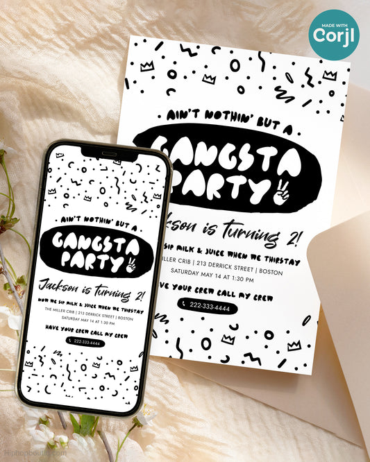 Ain't Nothing But a Gangsta Party Birthday Invite Template