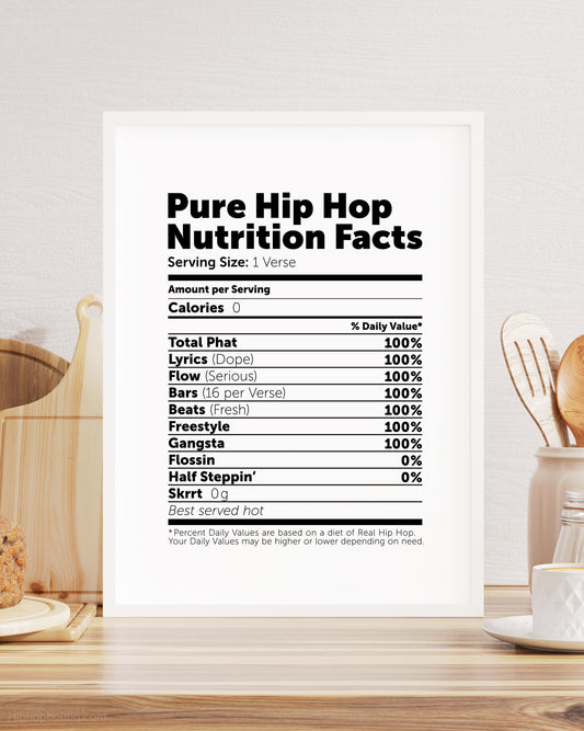 Pure Hip Hop Nutrition Facts Poster