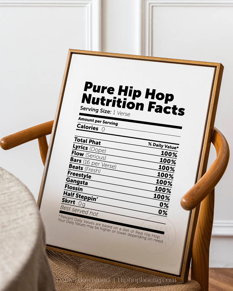 Pure Hip Hop Nutrition Facts Poster