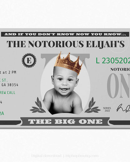 The Big One Dollar Bill Birthday Invitation