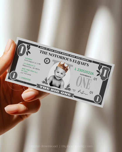 The Big One Dollar Bill Birthday Invitation