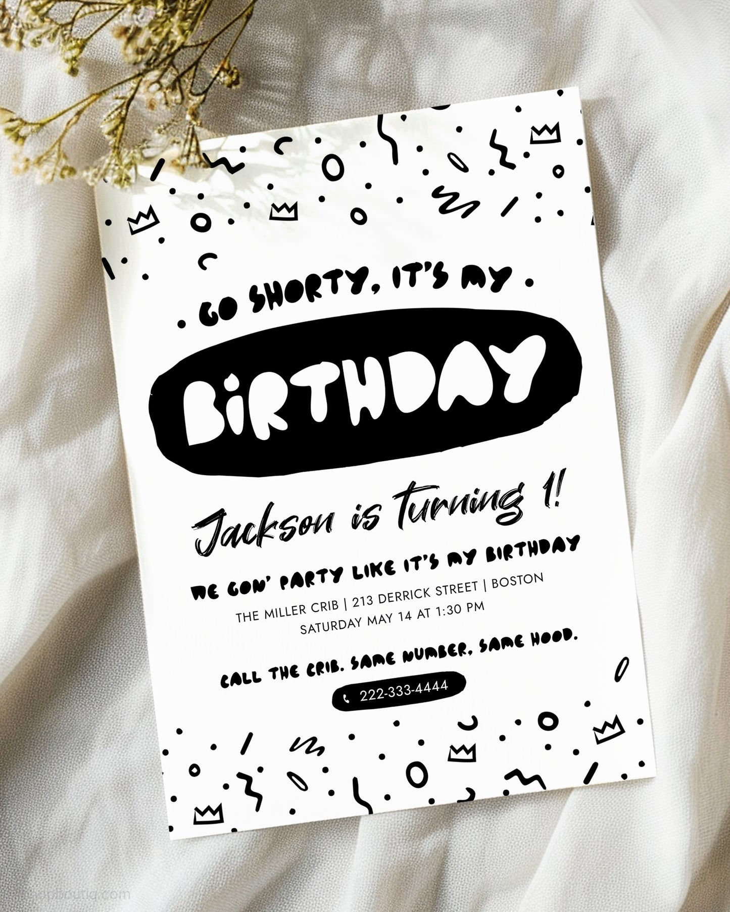 Go Shorty It's My Birthday Editable Invitation Template - HiphopBoutiq