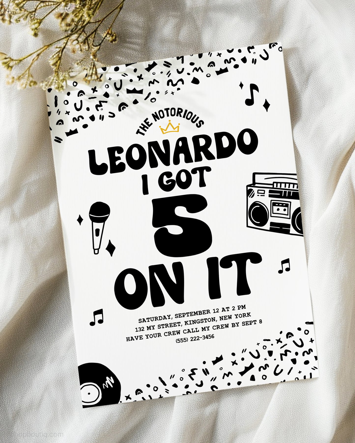 I Got 5 On It - Notorious 5th Birthday Invite Template