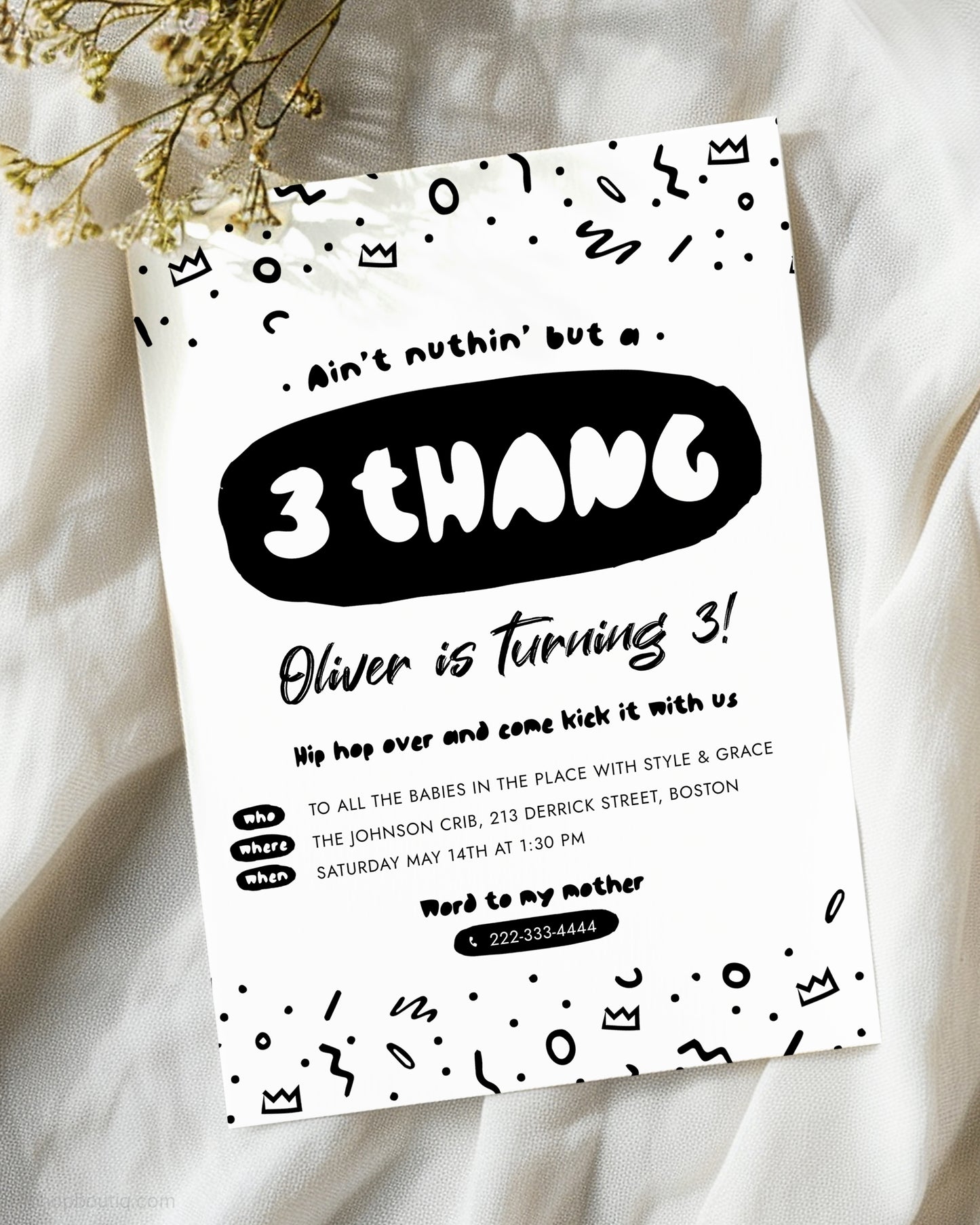 Ain't Nothing But a 3 Thang Party Invite Template