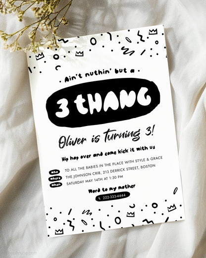 Ain't Nothing But a 3 Thang Party Invite Template