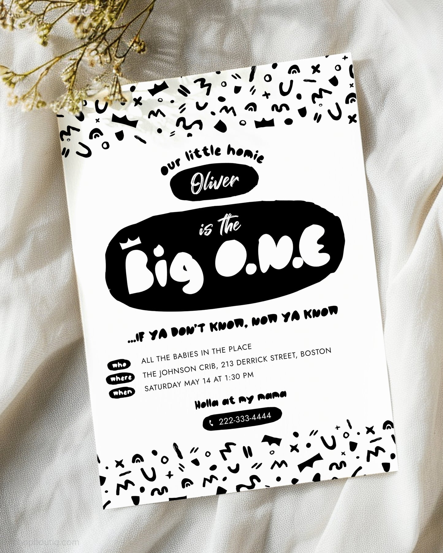 The Big One Hip Hop Birthday Invitation Template