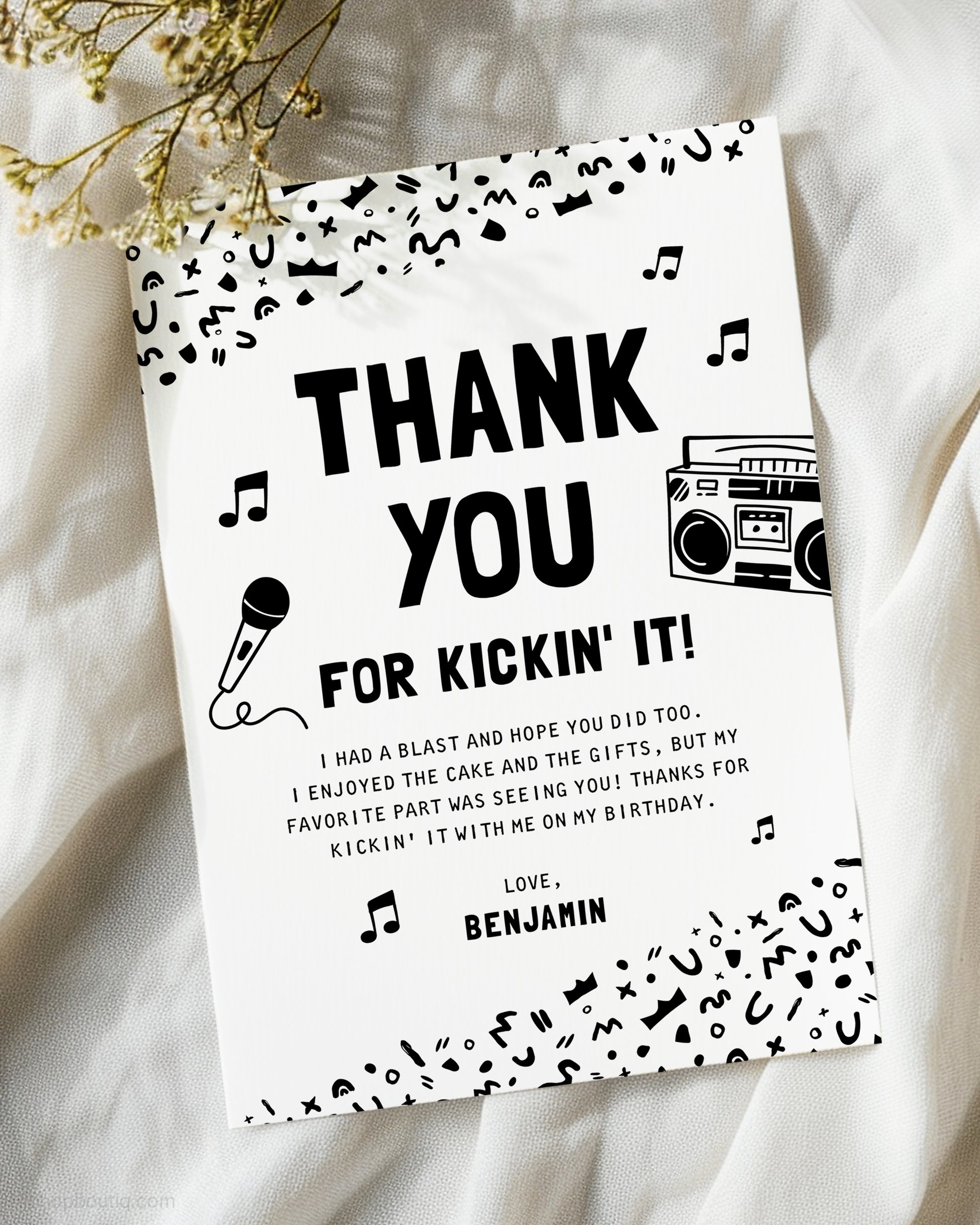 Thank You For Kicking It Editable Card Template - HiphopBoutiq