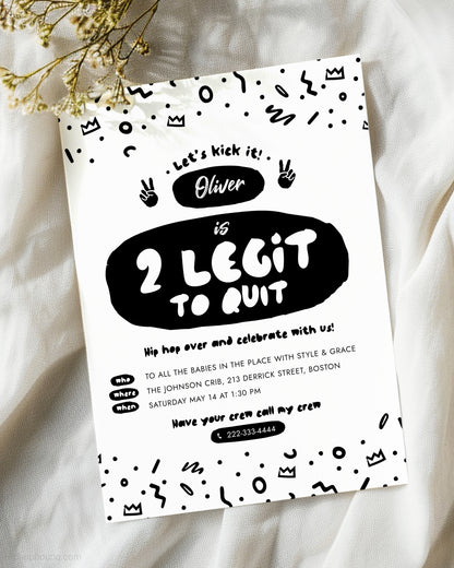 2 Legit to Quit Birthday Editable Invitation Template