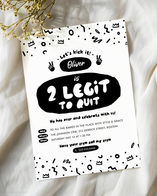 2 Legit to Quit Birthday Editable Invitation Template