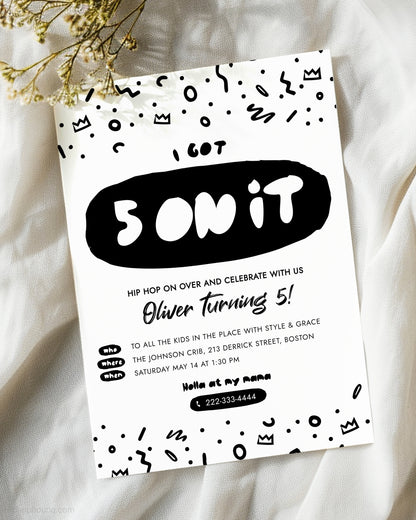 I Got 5 On It Editable Birthday Invitation Template
