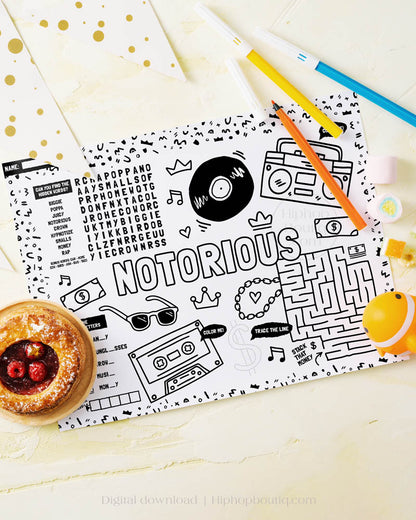 The Notorious One Birthday Activity Placemat