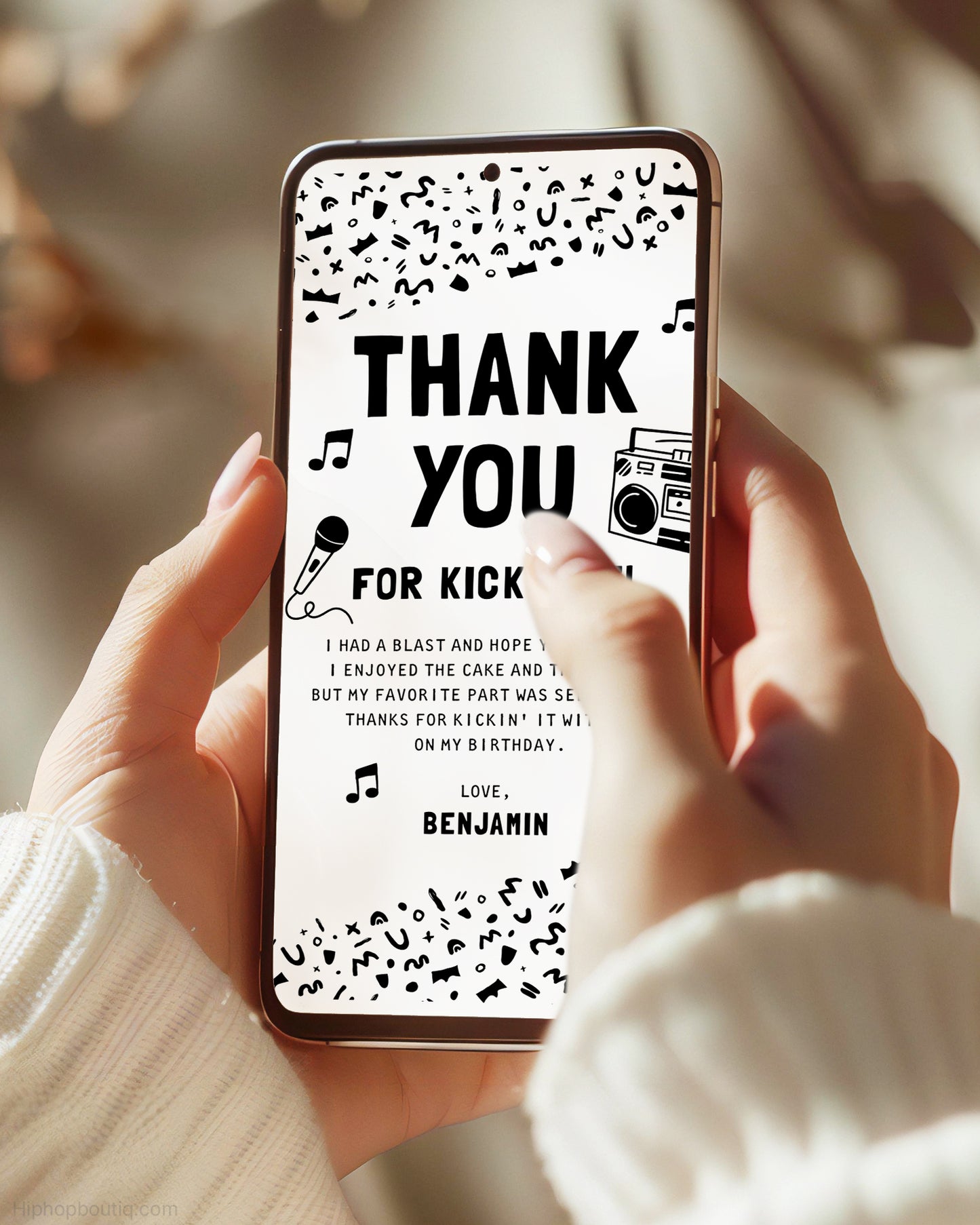 Thank You For Kicking It Editable Card Template - HiphopBoutiq