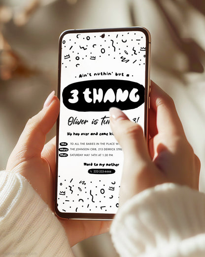 Ain't Nothing But a 3 Thang Party Invite Template