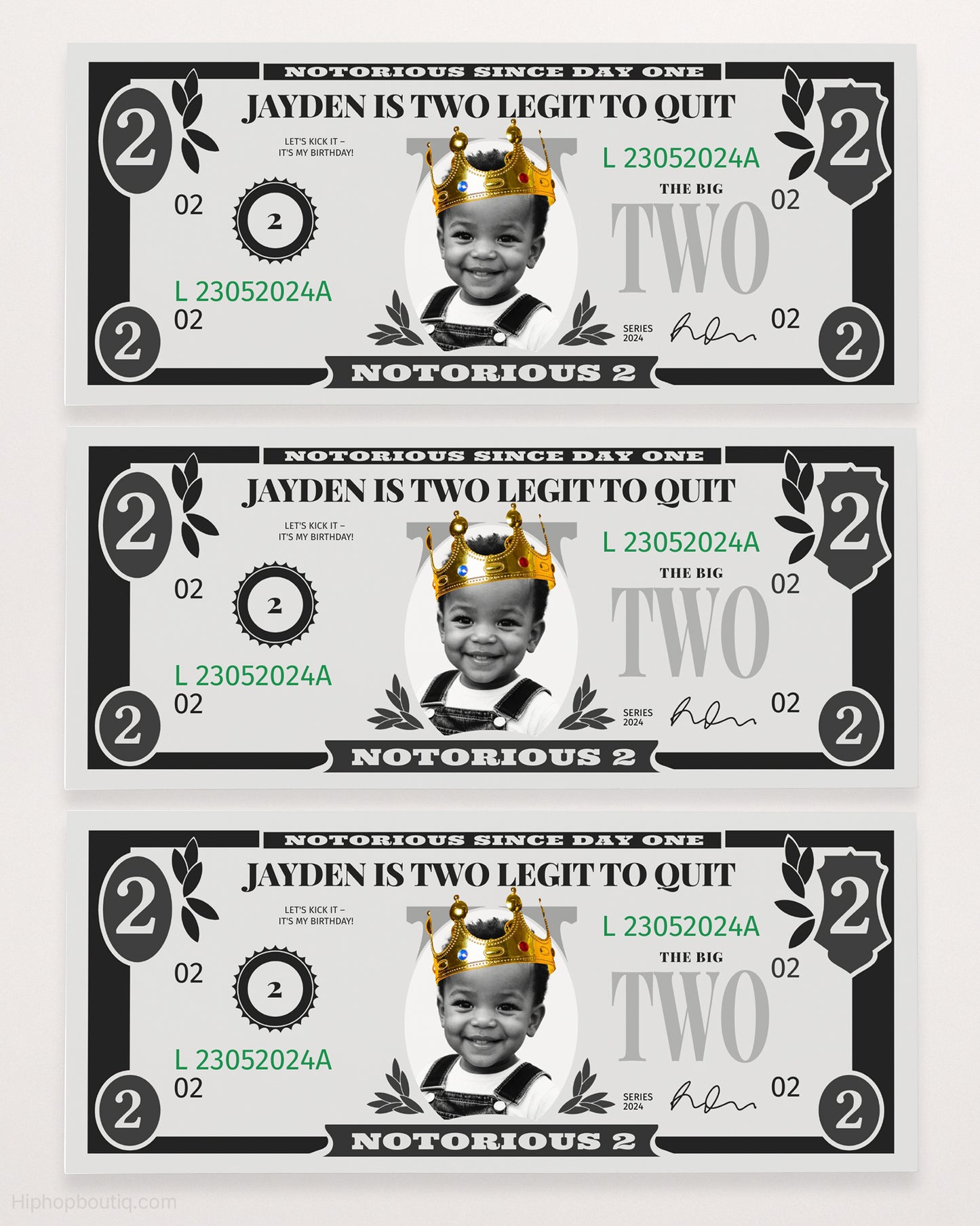 Two Legit To Quit 2nd Birthday Dollar Bill