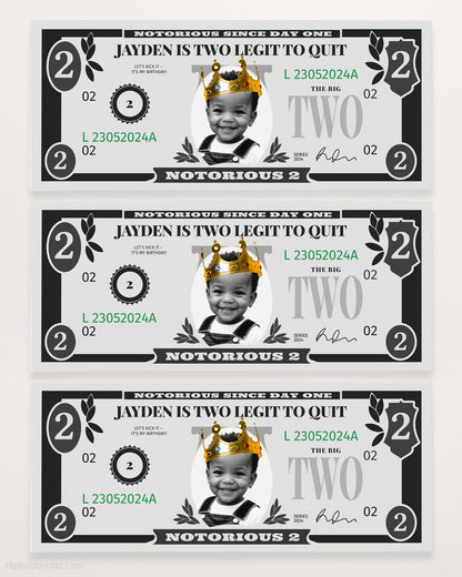 Two Legit To Quit 2nd Birthday Dollar Bill