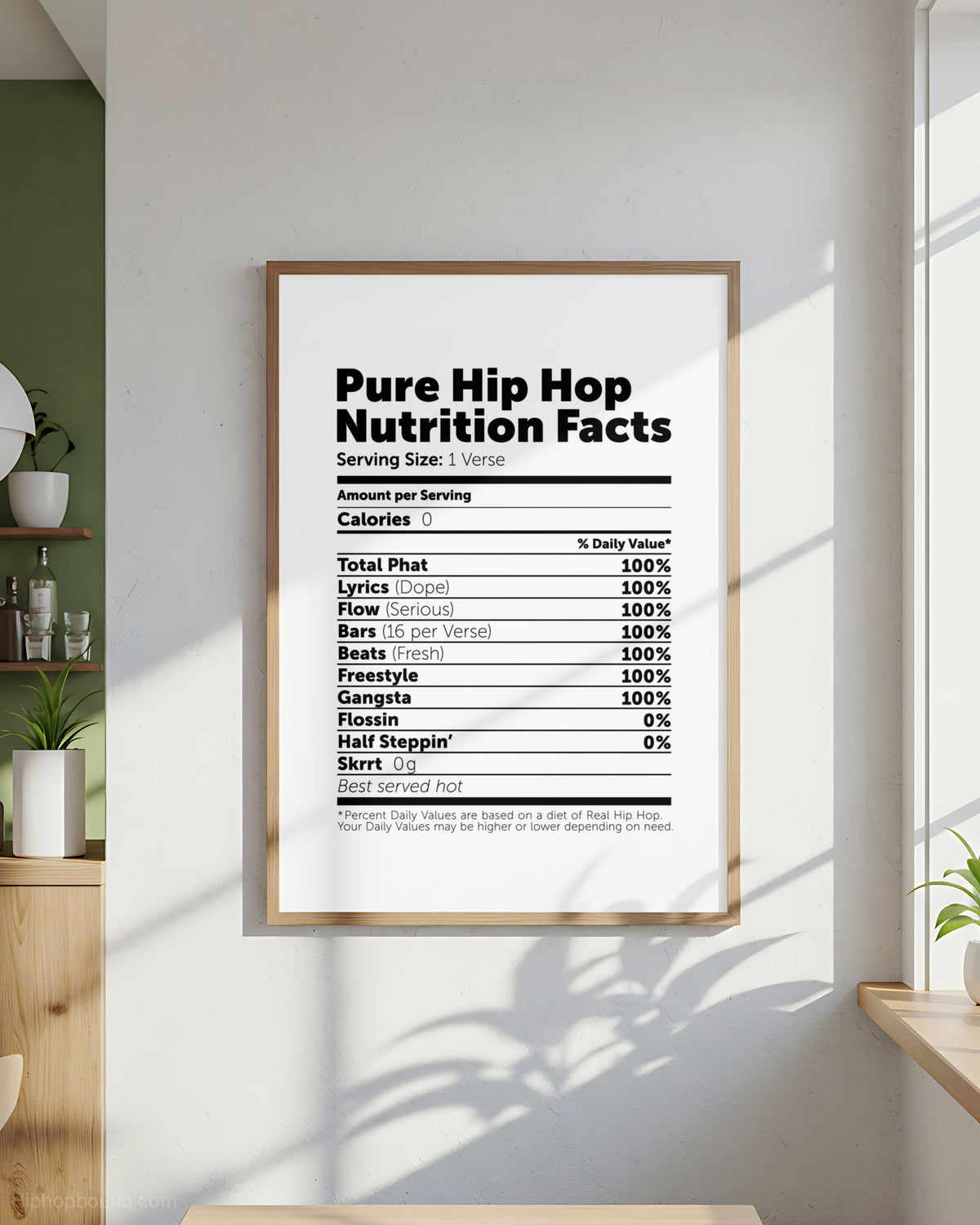 Pure Hip Hop Nutrition Facts Poster