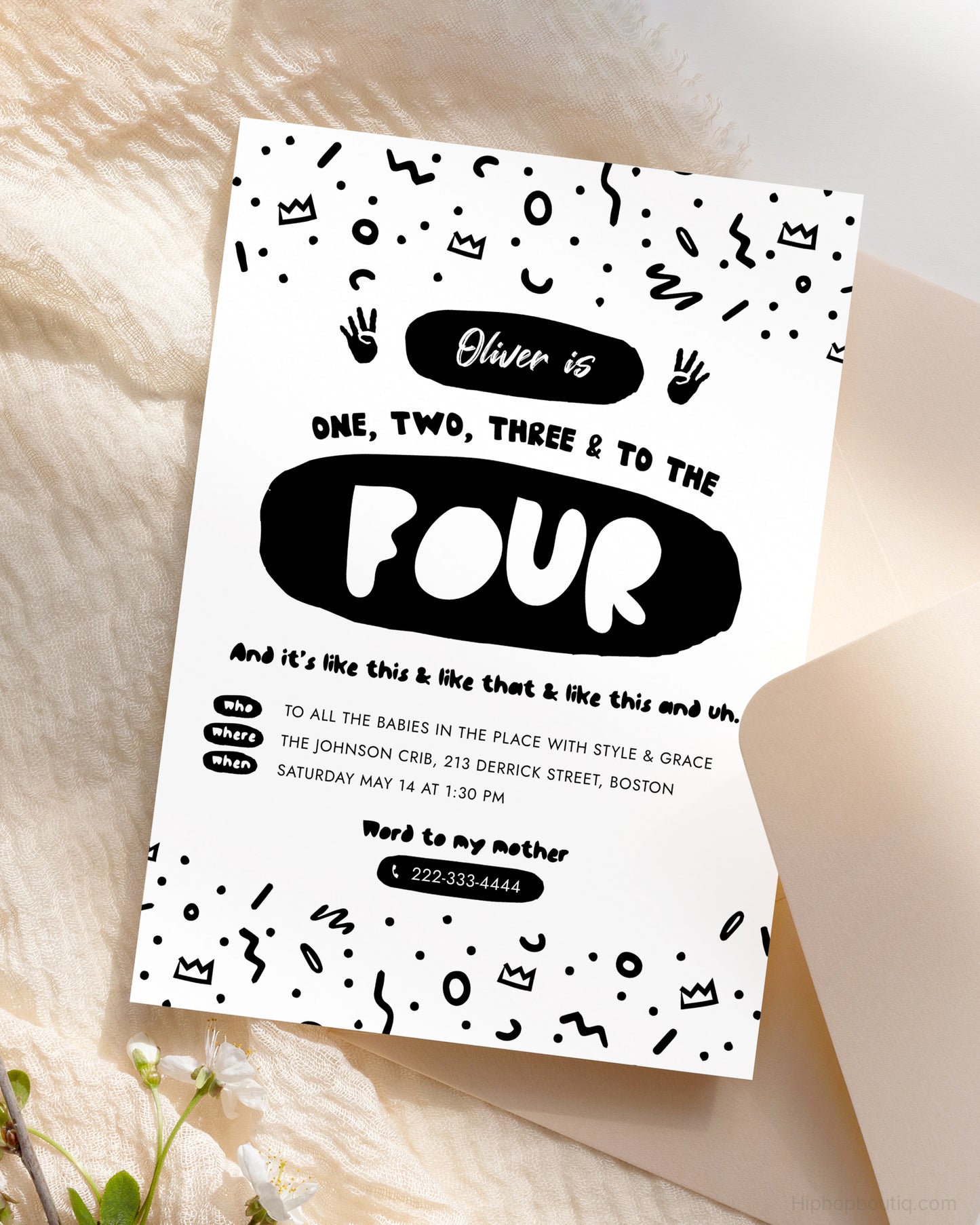 One Two Three And to The Four Birthday Invite Template