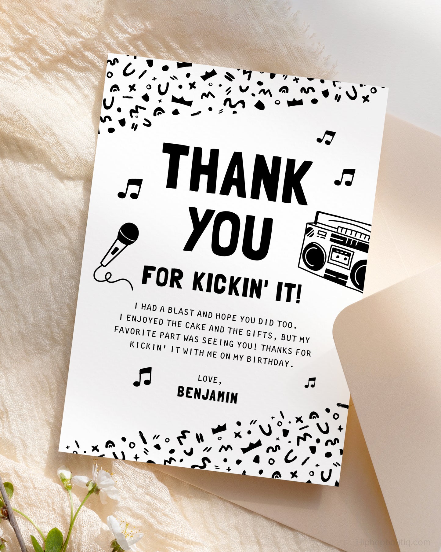Thank You For Kicking It Editable Card Template - HiphopBoutiq