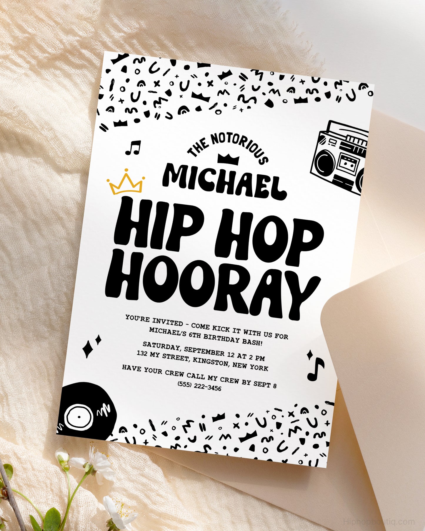 Notorious Hip Hop Hooray 6th Birthday Invite Template