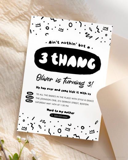 Ain't Nothing But a 3 Thang Party Invite Template