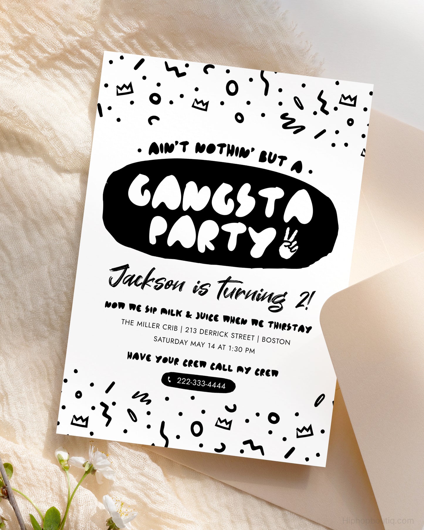 Ain't Nothing But a Gangsta Party Birthday Invite Template