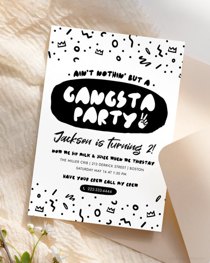 Ain't Nothing But a Gangsta Party Birthday Invite Template