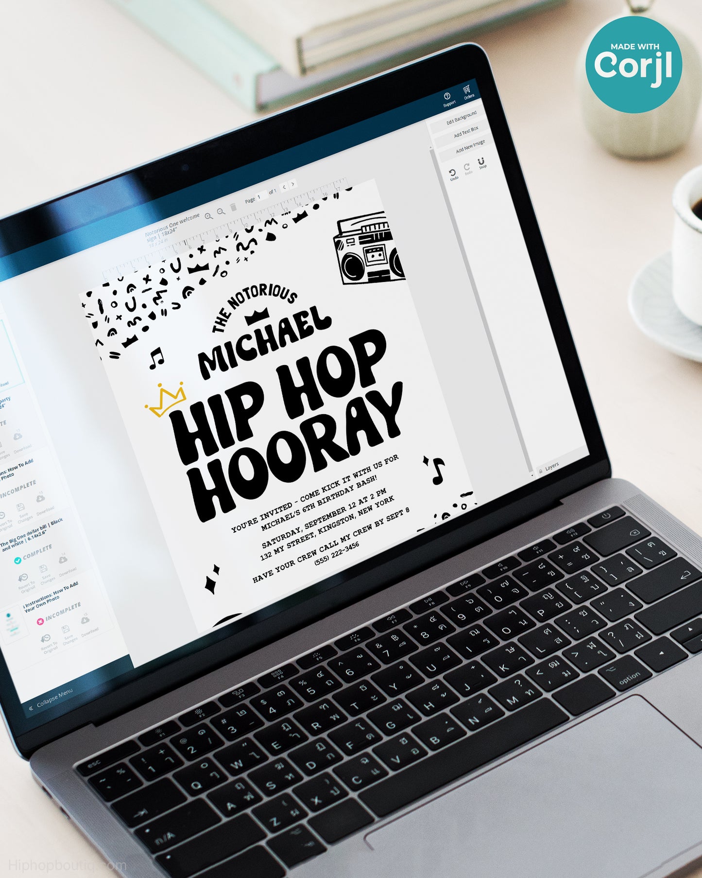 Notorious Hip Hop Hooray 6th Birthday Invite Template