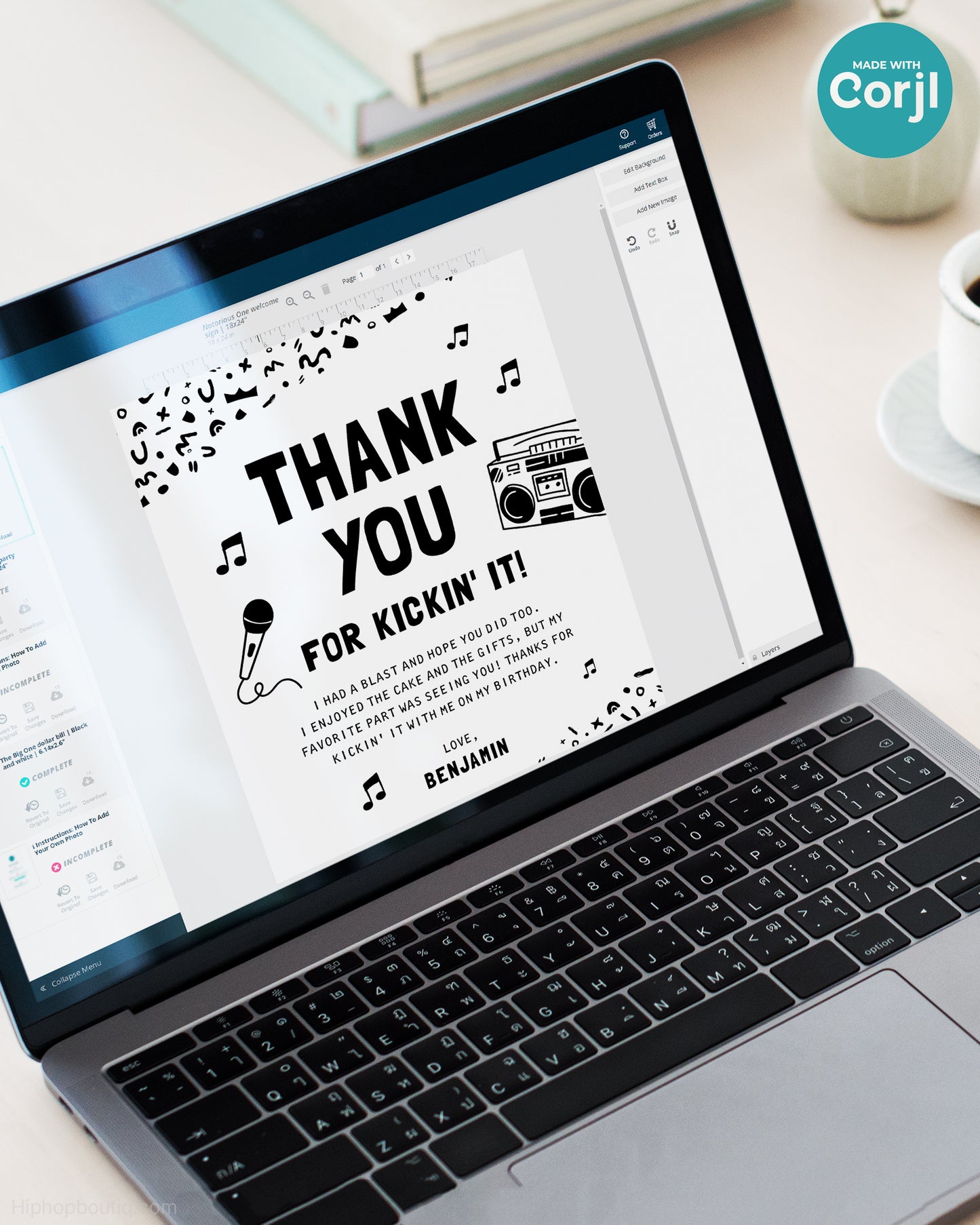 Thank You For Kicking It Editable Card Template - HiphopBoutiq