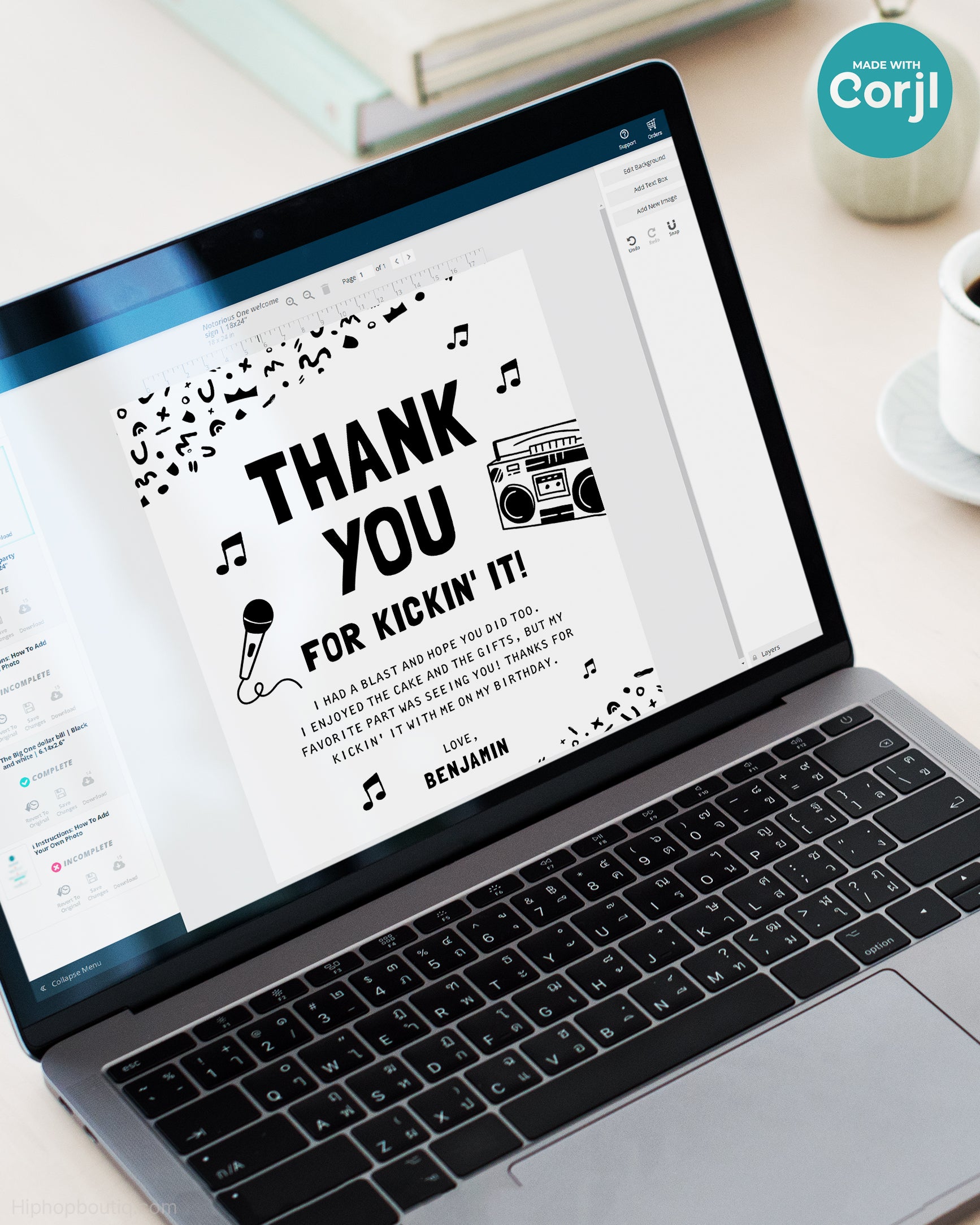 Thank You For Kicking It Editable Card Template - HiphopBoutiq