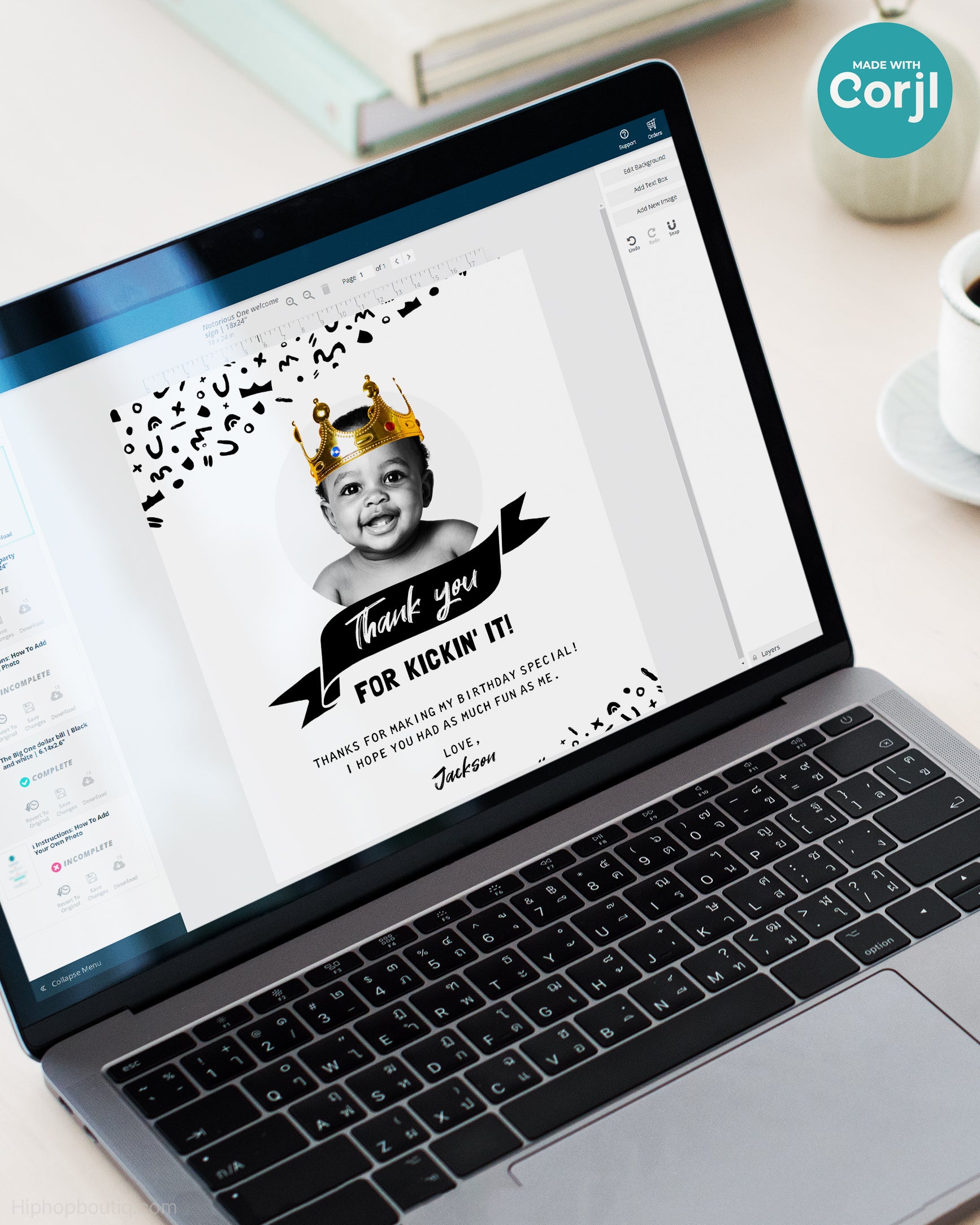 Thank You For Kickin' It Editable Card - HiphopBoutiq