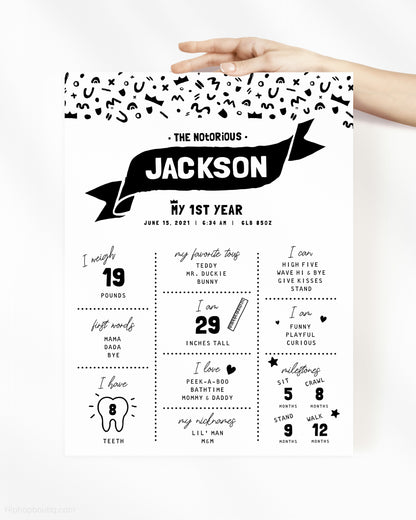 My First Year Editable Birthday Milestone Sign