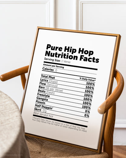 Pure Hip Hop Nutrition Facts Poster