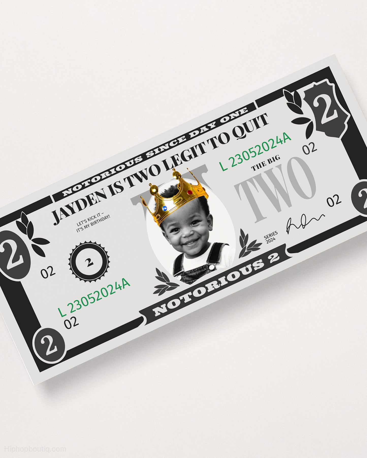 Two Legit To Quit 2nd Birthday Dollar Bill