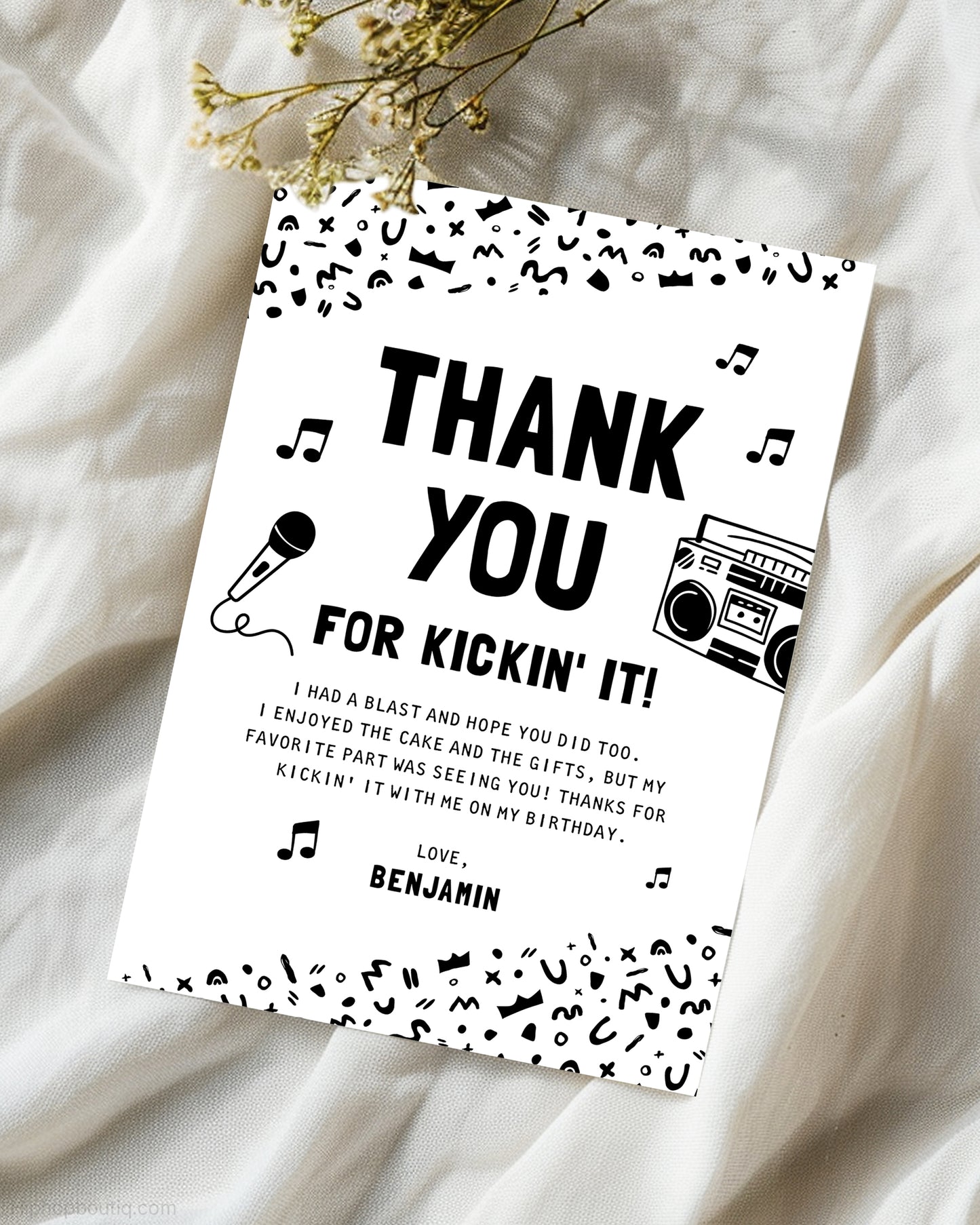 Thank You For Kicking It Editable Card Template - HiphopBoutiq