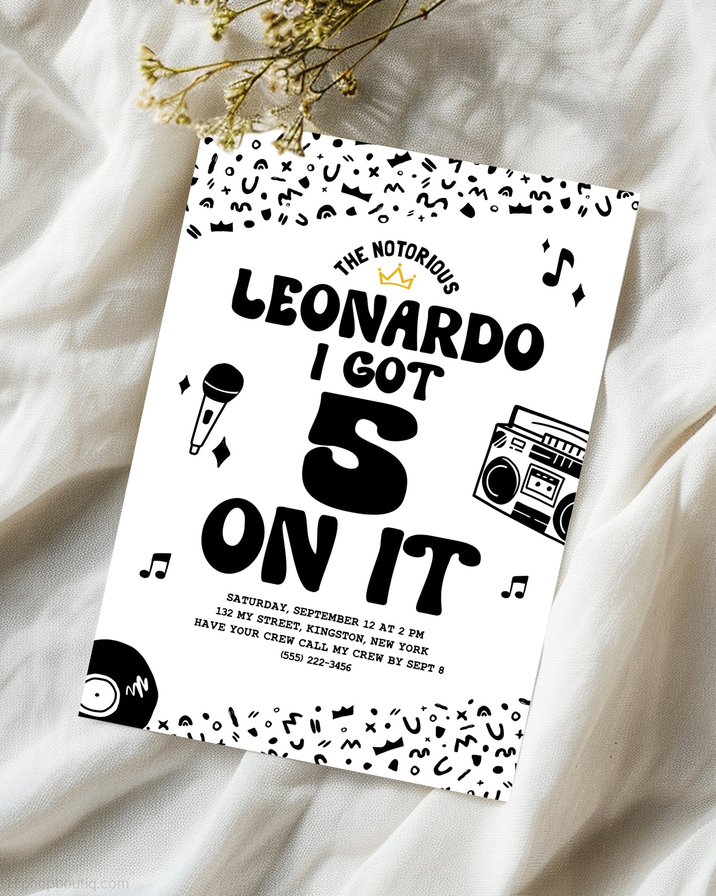 I Got 5 On It - Notorious 5th Birthday Invite Template