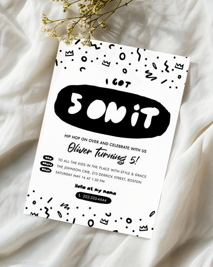 I Got 5 On It Editable Birthday Invitation Template
