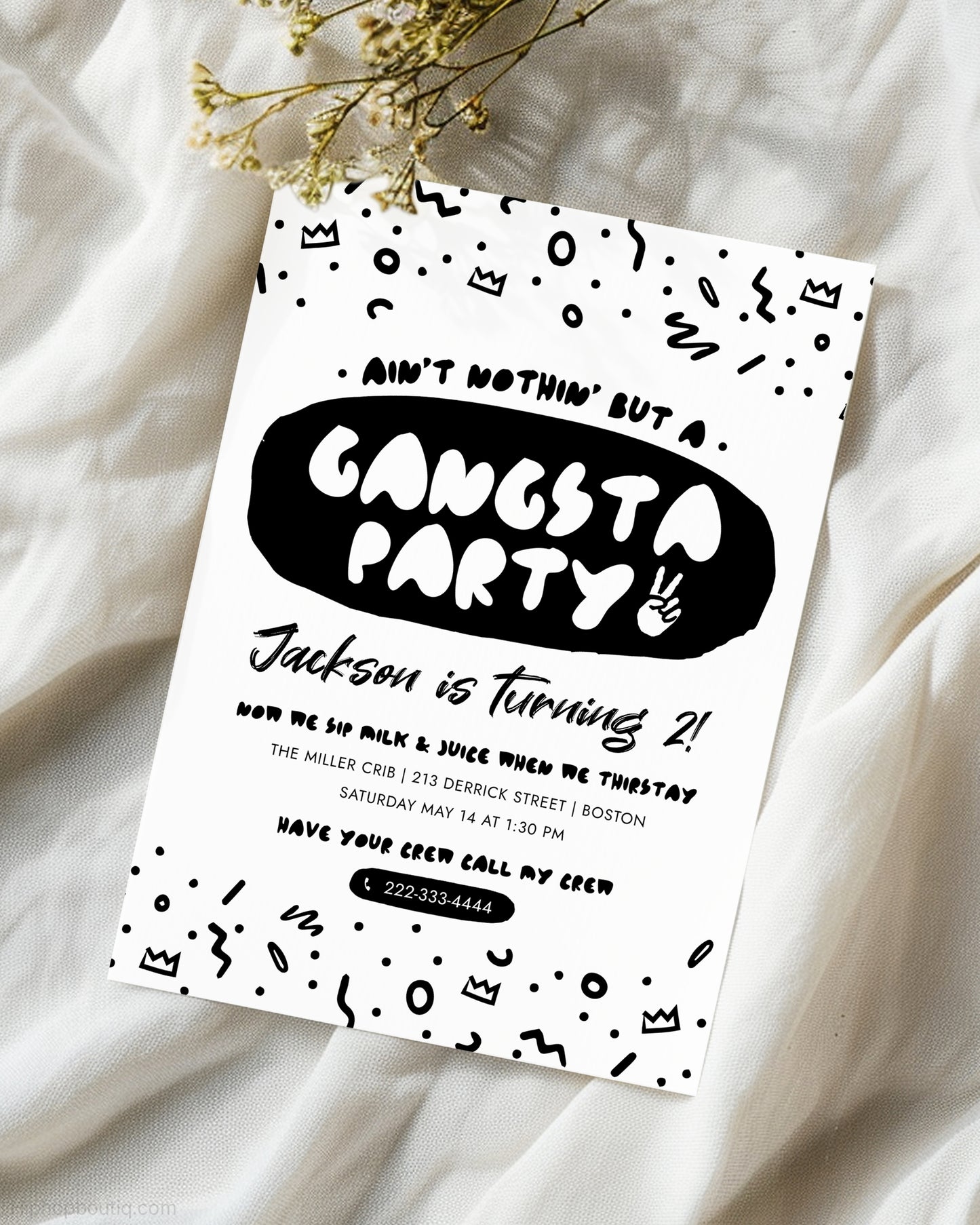 Ain't Nothing But a Gangsta Party Birthday Invite Template