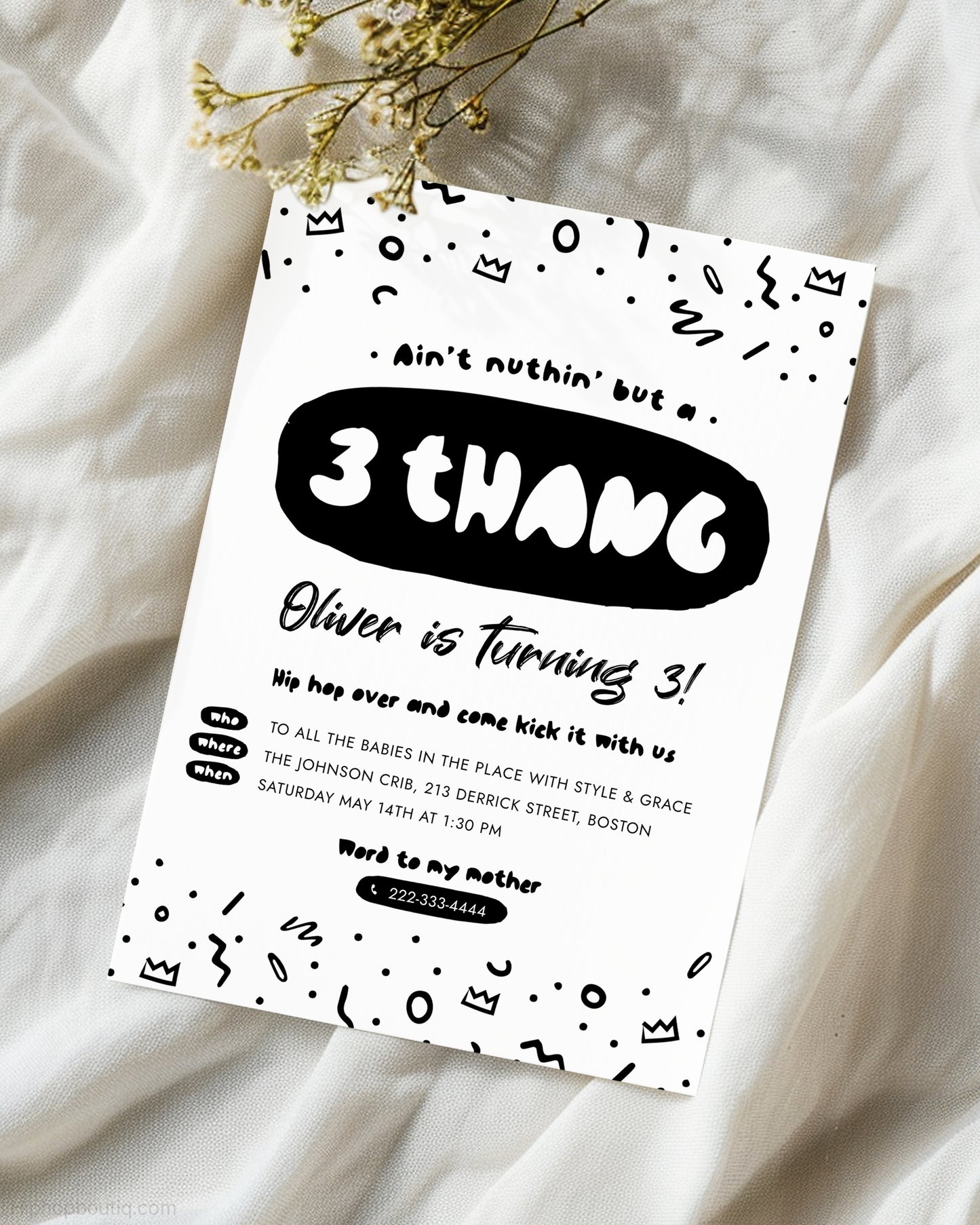 Ain't Nothing But a 3 Thang Party Invite Template