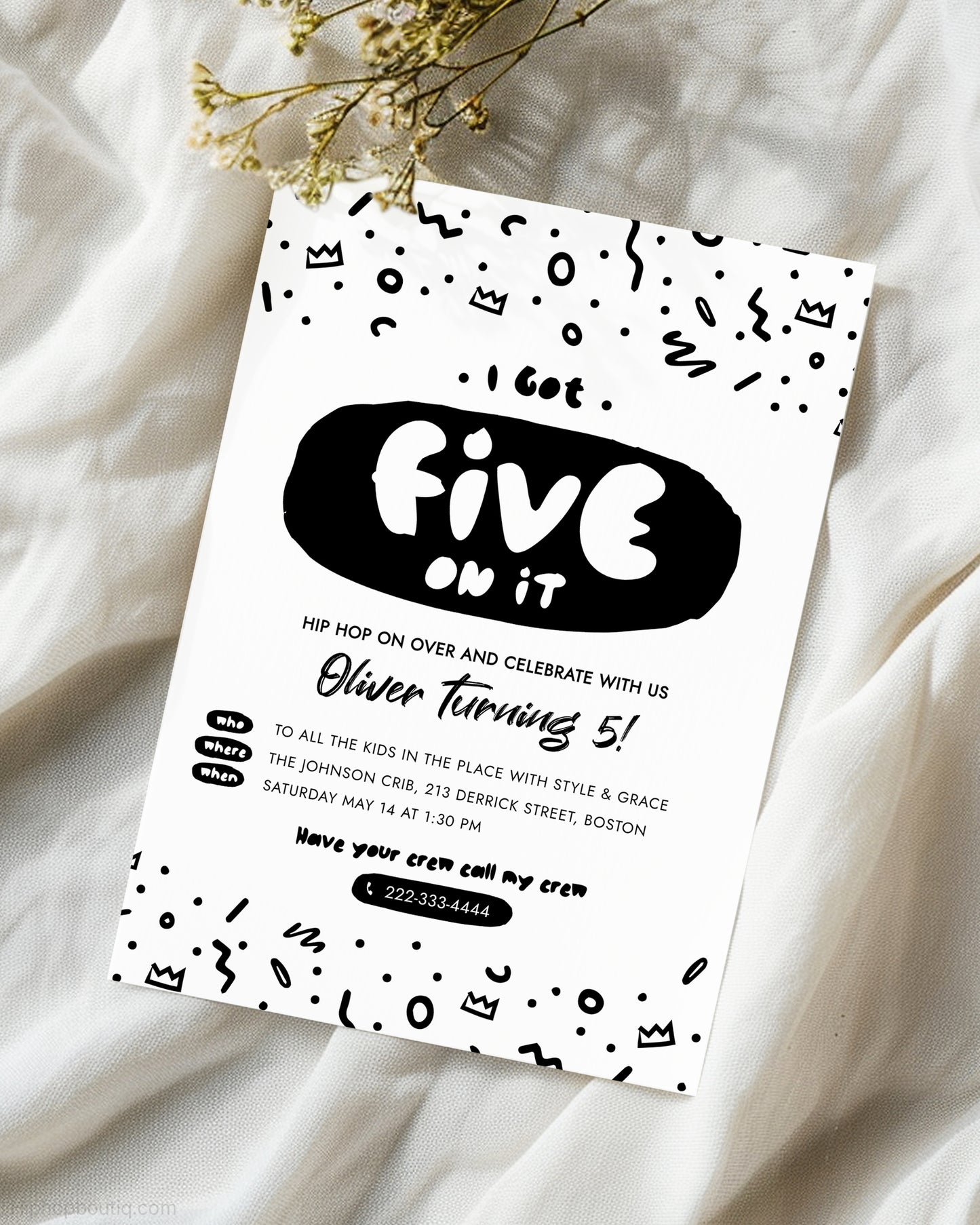 I Got Five On It 5th Birthday Invitation Template