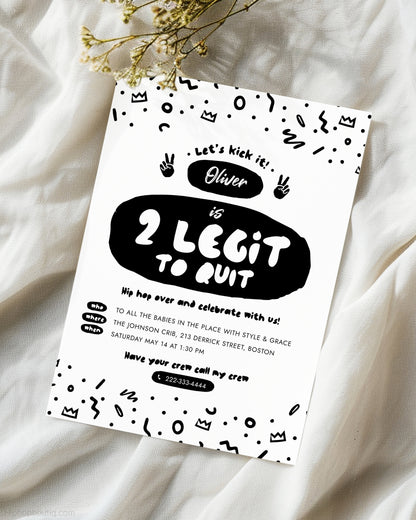 2 Legit to Quit Birthday Editable Invitation Template