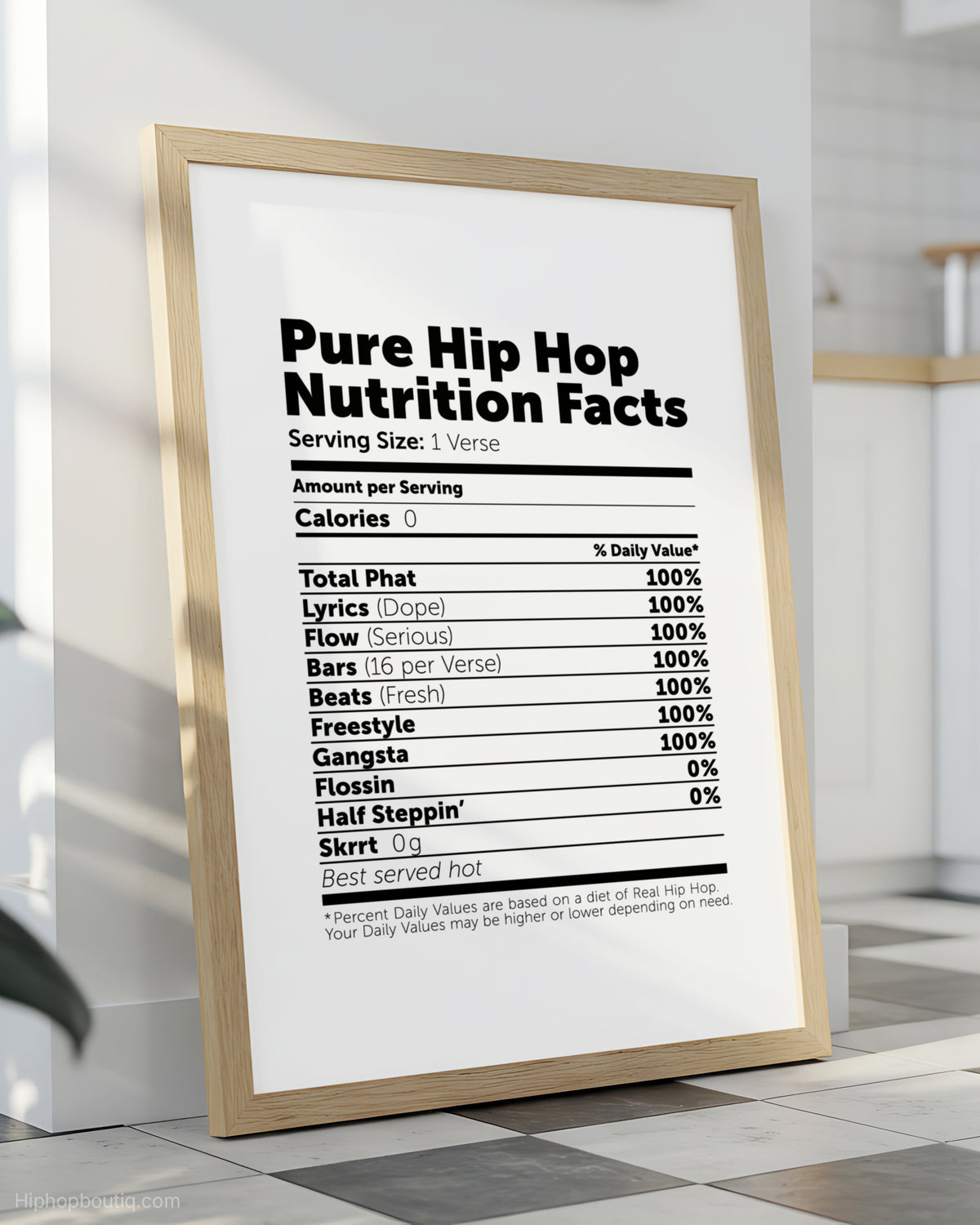 Pure Hip Hop Nutrition Facts Poster