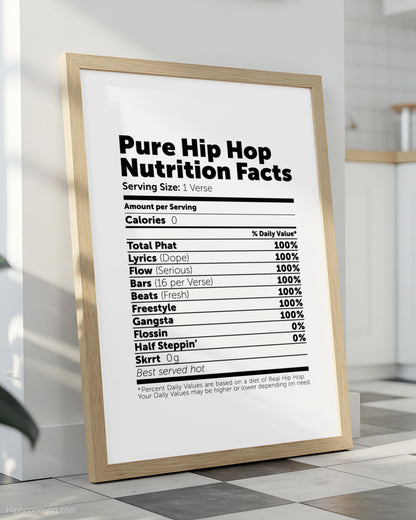 Pure Hip Hop Nutrition Facts Poster