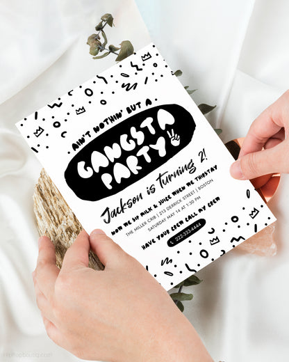 Ain't Nothing But a Gangsta Party Birthday Invite Template