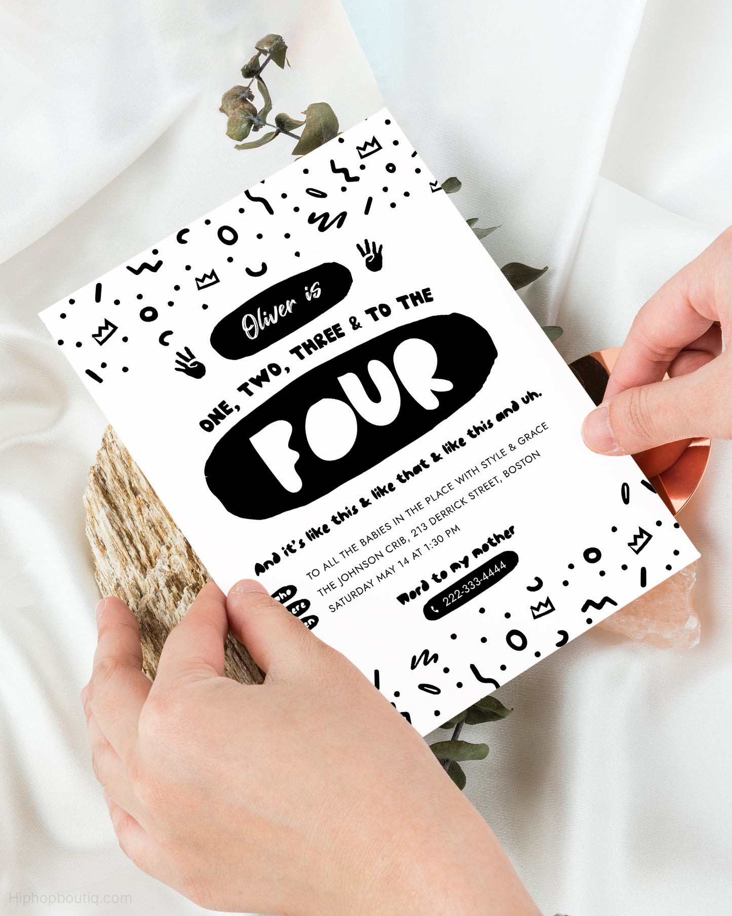 One Two Three And to The Four Birthday Invite Template