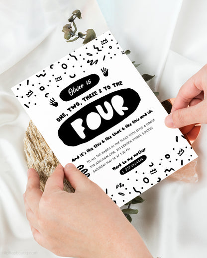 One Two Three And to The Four Birthday Invite Template