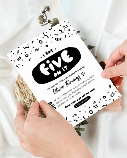 I Got Five On It 5th Birthday Invitation Template